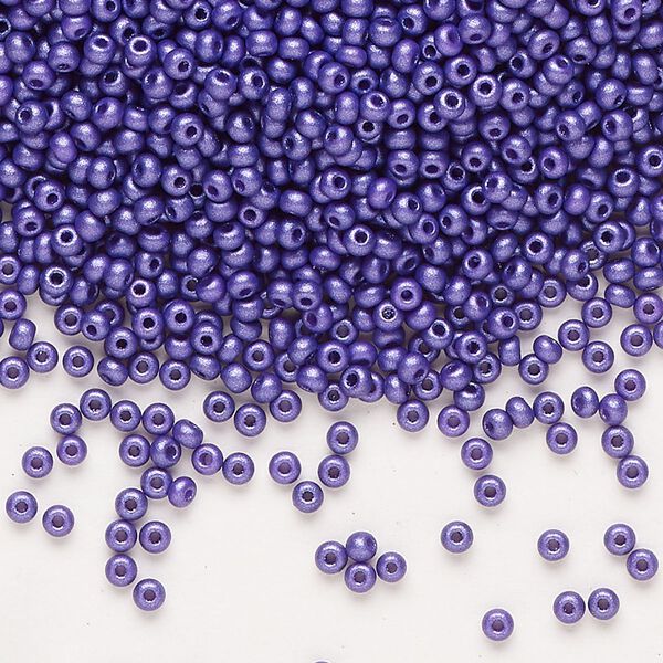 Seed bead, Preciosa Ornela Czech glass, pkg/50g, #11 rocaille, opaque PermaLux dyed lilac chalkwhite, (22015). image number 0