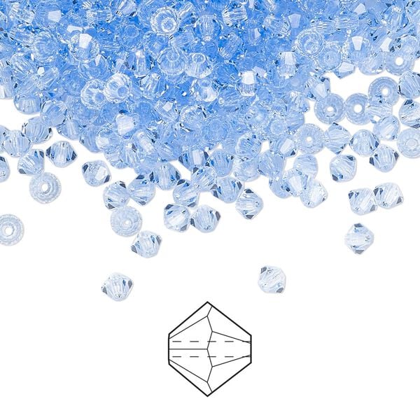 Bead 1440pk light sapphire, Preciosa Czech crystal 3mm bicone image number 0