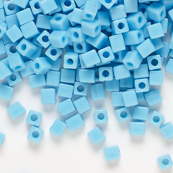 Seed bead, Miyuki, glass, pkg/25g, 3.5-3.7mm square, opaque light blue (SB-413). image number 0