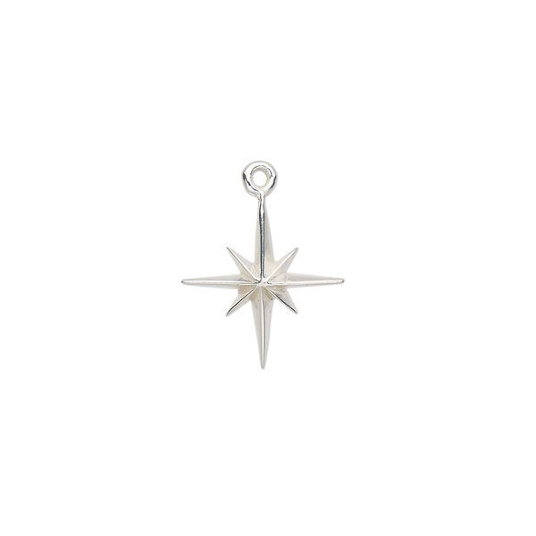 Charm, silver-plated brass, 15x13.5mm star. Sold per pkg of 2. image number 0
