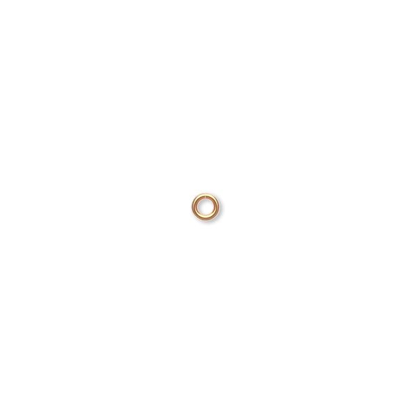 Jump ring, gold-plated brass, 3mm round, 1.7mm inside diameter, 22 gauge. Sold per pkg of 100. image number 0