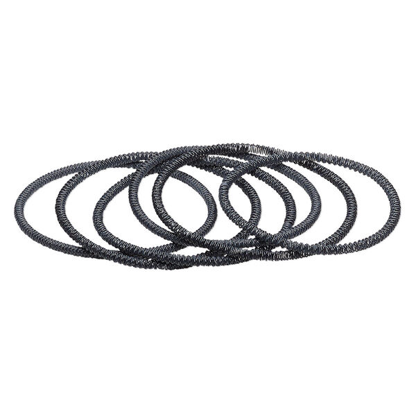 Bracelet, stretch, painted steel, grey, 3mm twisted coil, 6-1/2 inches. Sold per pkg of 6. image number 0
