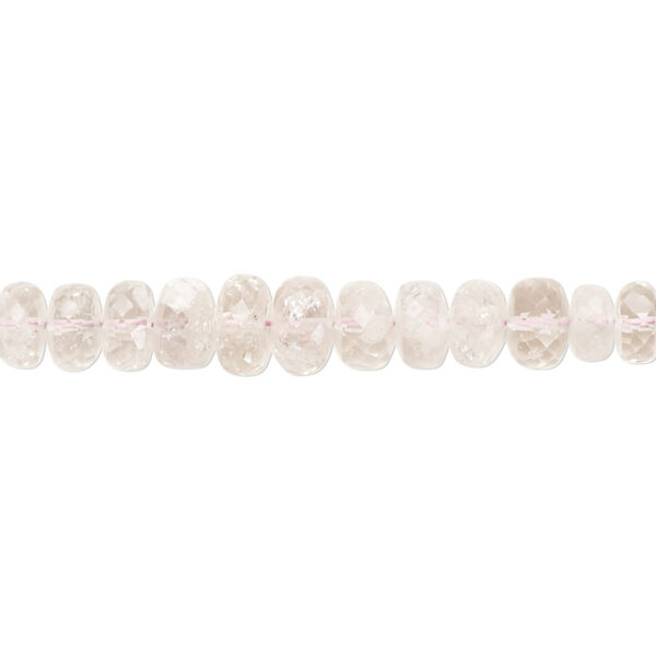 Bead, morganite (natural), light, 3x2mm-7x5mm graduated hand-cut faceted rondelle with 0.4-1.4mm hole, B- grade, Mohs hardness 7-1/2 to 8. Sold per 7-inch strand. image number 0