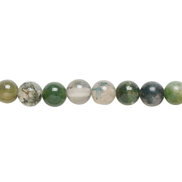 Moss agate 1pkg1, round bead natural 15.5-16 inch 6mm image number 0
