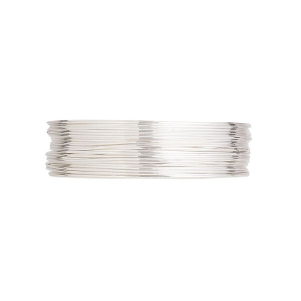 Wire, Argentium® silver, half-hard, round, 26 gauge. Sold per pkg of 5 feet. image number 0