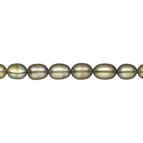 Pearl, cultured freshwater (dyed), dark pine, 4-5mm rice, C+ grade, Mohs hardness 2-1/2 to 4. Sold per 15-inch strand. image number 0
