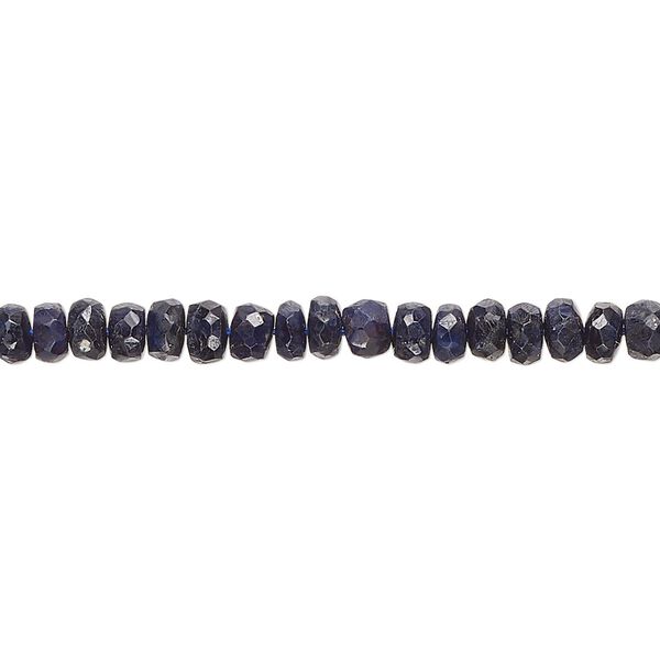 Blue sapphire 1pkg1, hand-cut faceted rondelle bead 14 inch 3x1mm-4x3mm image number 0