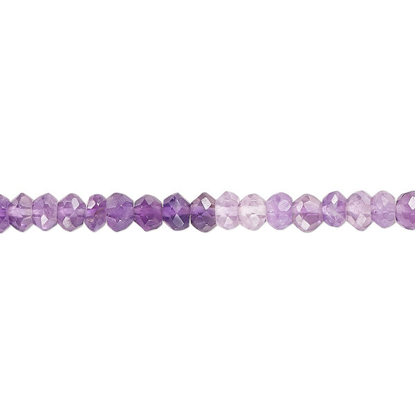 Amethyst 1pkg1, hand-cut faceted rondelle bead natural 15.5-16 inch 3x2mm-4x3mm image number 0