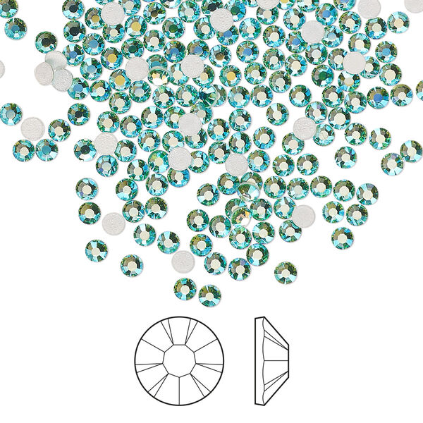 Flat back 144pk Caribbean Sea AB foil back, Preciosa MAXIMA Czech crystal hotfix rhinestone 2.3-2.5mm chaton rose round SS8 image number 0