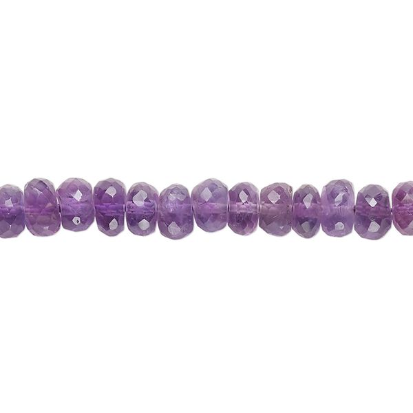 Amethyst 1pkg1, hand-cut faceted rondelle bead natural 14 inch 5x3mm-7x4mm image number 0
