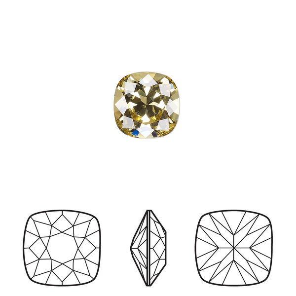 Fancy stone 2pk dark jonquil foil back, Crystal Passions® Regenerated 10mm cushion 4470 image number 0