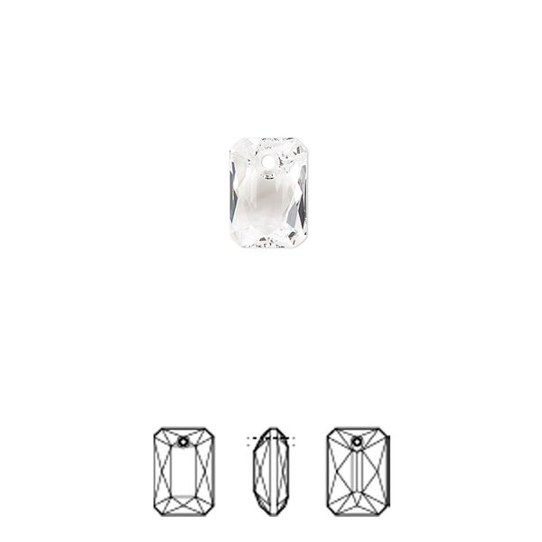 Drop 4pk crystal, Crystal Passions® 9x6mm pendant emerald cut 6435 image number 0
