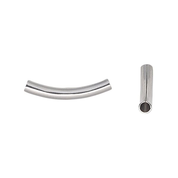 Bead, stainless steel, 22x3mm curved tube. Sold per pkg of 100. image number 0