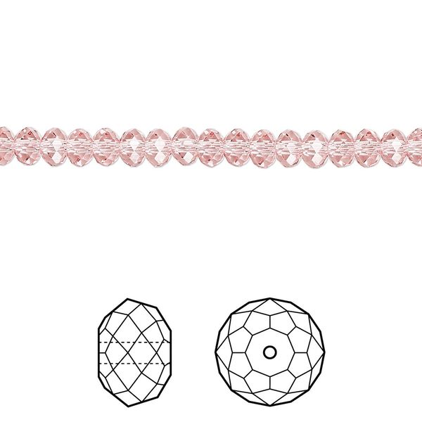 Bead 144pk light rose, Crystal Passions® 4x3mm rondelle 5040 image number 0