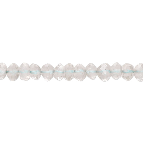 Bead, goshenite (natural), 3x2mm-4x3mm hand-cut tumbled faceted saucer, C grade, Mohs hardness 7-1/2 to 8. Sold per 14-inch strand. image number 0