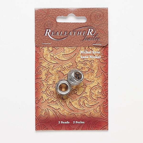 Bead, lampworked glass and silver-finished steel grommets, clear and black with silver-colored foil, 16x10mm-17x12mm rondelle with 7.5mm hole. Sold per pkg of 2. image number 0