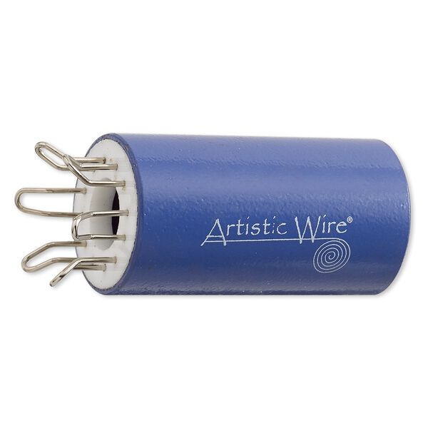 Wire knitter, Artistic Wire®, plastic / steel / stainless steel, purple and white, 3 x 1-1/4 inches with 6 prongs. Sold individually. image number 0
