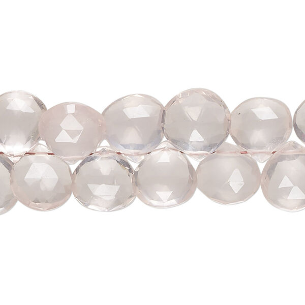 Rose quartz 1pkg1, hand-cut top-drilled faceted puffed teardrop bead natural 7 inch 9-10mm image number 0