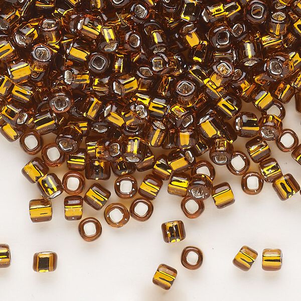Seed bead, Dyna-Mites™, glass, silver-lined translucent root beer, #6 round with square hole. Sold per 1/2 kilogram pkg. image number 0