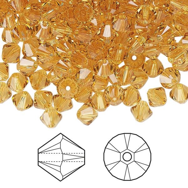 Bead 144pk golden topaz, Crystal Passions® 5mm bicone 5328 image number 0
