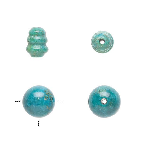 Turquoise 1pkg2, T-drilled round / cone bead 10mm / 9x7mm image number 0
