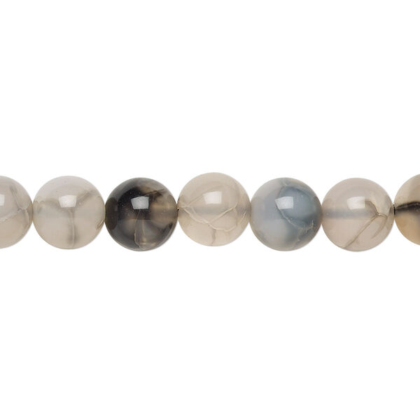 Grey crackle agate 1pkg1, round bead B grade, 15 inch 7-8mm image number 0