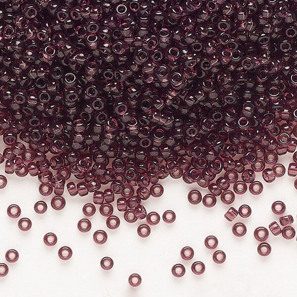 Seed bead, Miyuki, glass, pkg/250g, #11 rocaille, transparent dark smoky amethyst (RR-153). image number 0