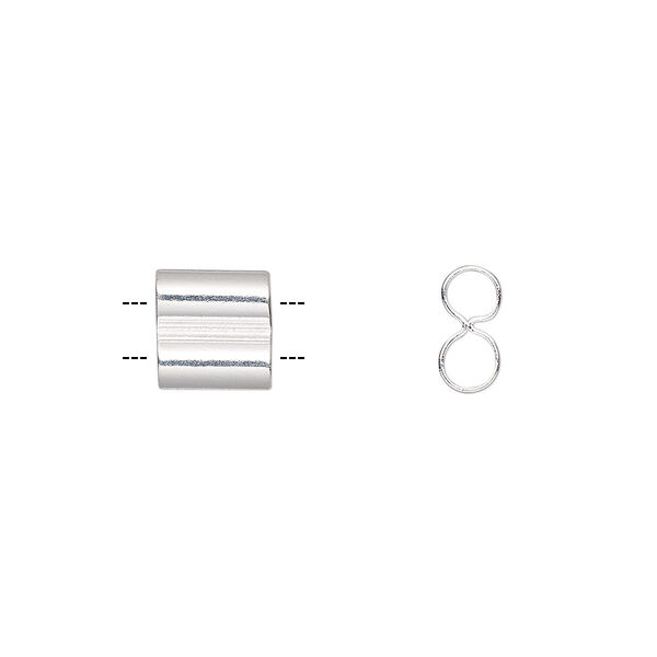 Bead, silver-finished brass, 8.5x8mm double tube. Sold per pkg of 10. image number 0