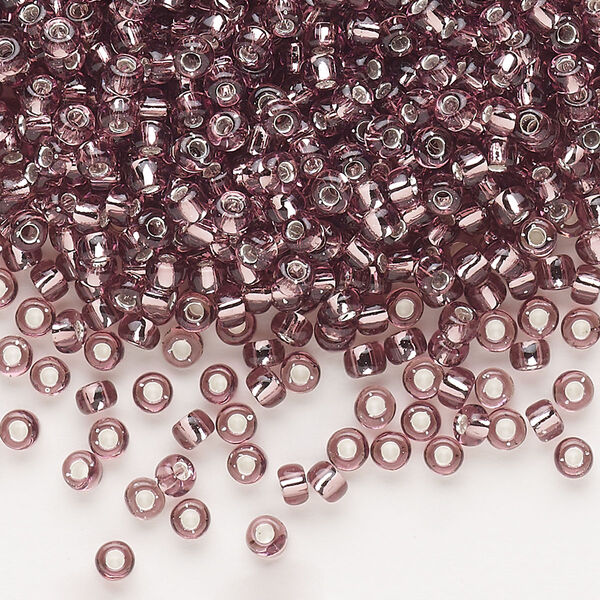 Seed bead, Dyna-Mites™, glass, silver-lined translucent lilac, #8 round. Sold per 1/2 kilogram pkg. image number 0