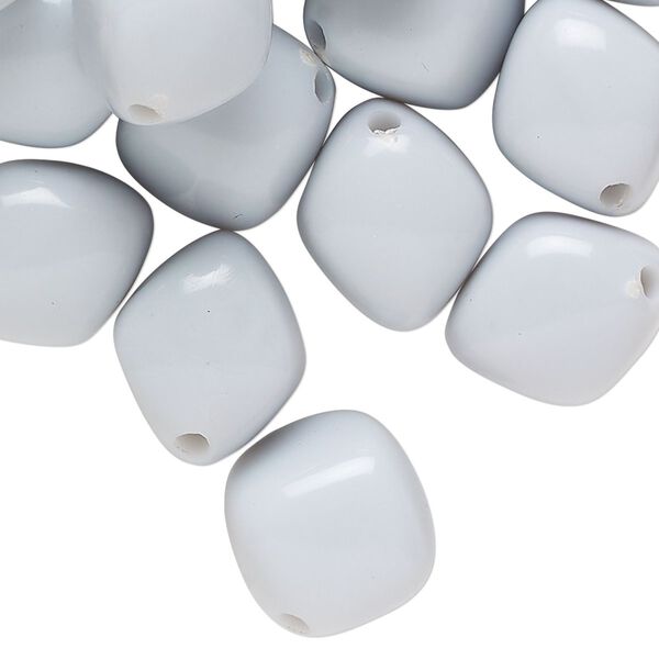 Bead, acrylic, light grey, 16x13mm diagonally drilled cube. Sold per 2-ounce pkg, approximately 30 beads. image number 0