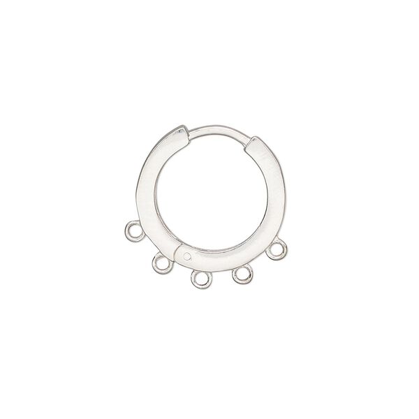 Earring hoop 1pkg2 sterling silver, 16mm hinged / closed loop / square tube, 1 pair image number 0