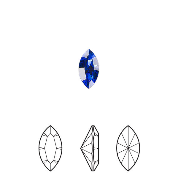 Fancy stone 4pk majestic blue foil back, Crystal Passions® 10x5mm navette 4228 image number 0