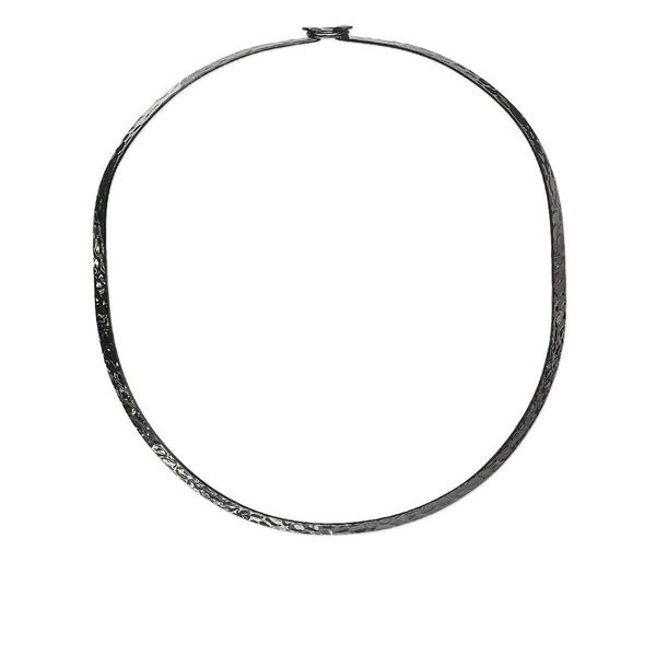 Neckwire, gunmetal-plated steel, 5mm flat hammered, 17 inches with hook clasp. Sold individually. image number 0
