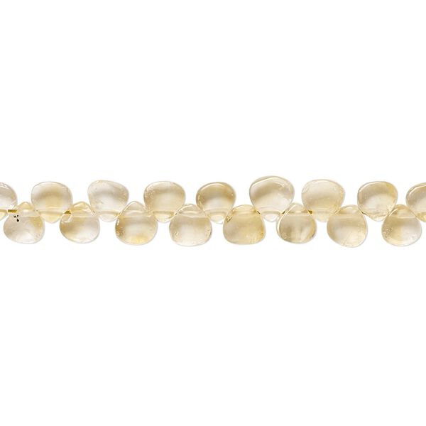 Citrine 1pkg1, hand-cut top-drilled flat teardrop bead 9 inch 4-5mm image number 0