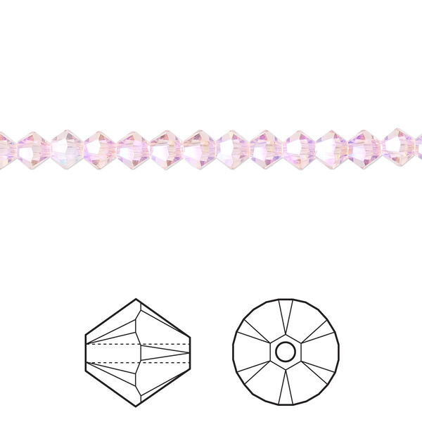 Bead 144pk light rose AB 2X, Crystal Passions® 4mm bicone 5328 image number 0