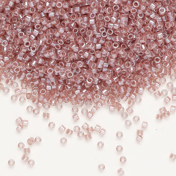 Seed bead, Delica®, glass, pkg/7.5g, #11 round, translucent glazed luster light rose (DB-1482-1). image number 0