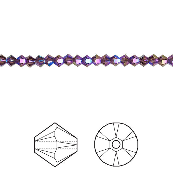 Bead 144pk amethyst shimmer 2X, Crystal Passions® 3mm bicone 5328 image number 0