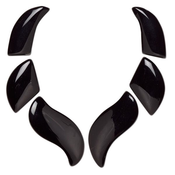 Black onyx 1pkg6, focal B grade, 23x11mm-34x14mm image number 0