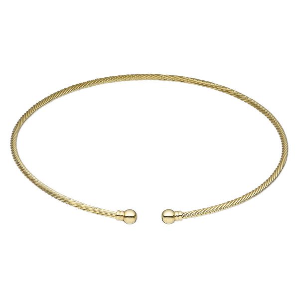 Neckwire, gold-plated brass, 3.5mm rigid twisted wire, 18 inches with 8mm threaded ball end. Sold individually. image number 0