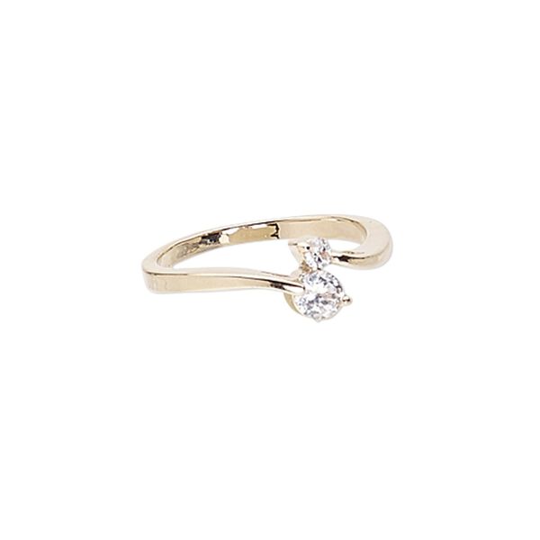 Ring, Czech glass rhinestone and gold-finished "pewter" (zinc-based alloy), clear, 7mm wide, size 7. Sold individually. image number 0