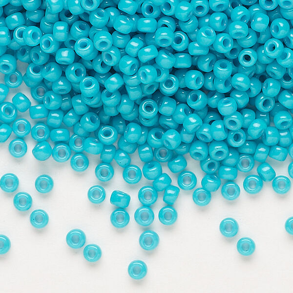 Seed bead, Miyuki, glass, pkg/50g, #8 rocaille, opaque outside dyed turquoise green, (RR-1483). image number 0