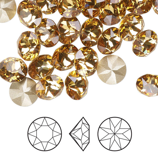 Chaton 48pk golden topaz foil back, Crystal Passions® 8.16-8.41mm round SS39 1088 image number 0