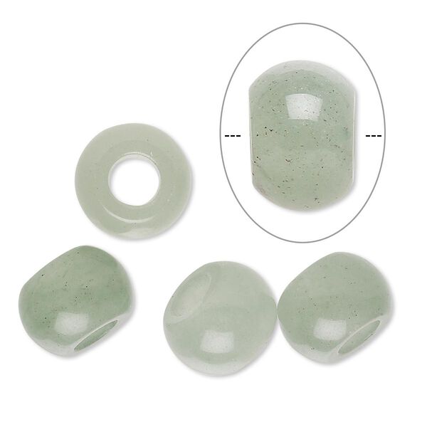 Green aventurine 1pkg4, hand-cut rondelle bead natural 12x9mm Dione® image number 0