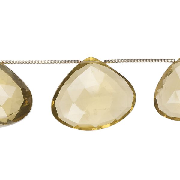 Golden quartz 1pkg7, hand-cut top-drilled faceted puffed teardrop bead 19x18mm-27x23mm image number 0