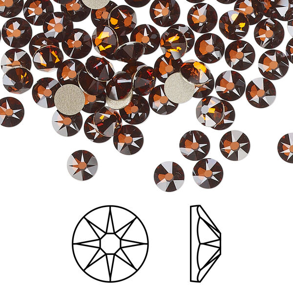 Flat back 1440pk smoked amber foil back, Swarovski® 4.6-4.8mm rose round SS20 2088 image number 0