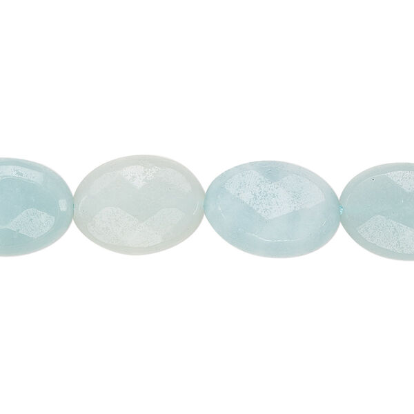 Amazonite 1pkg1, hand-cut faceted flat oval bead natural light to dark 15.5-16 inch 14x10mm image number 0