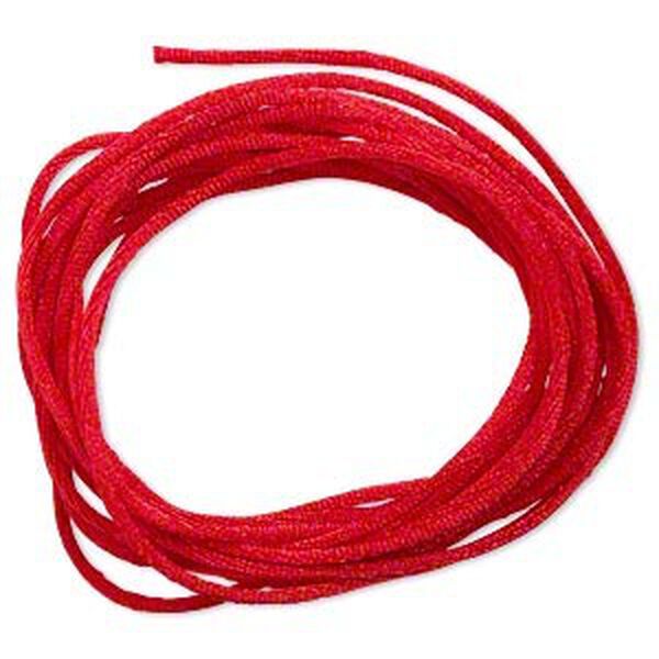 Cord, Satinique™, satin, red, 1.5mm small. Sold per pkg of 10 feet. image number 0