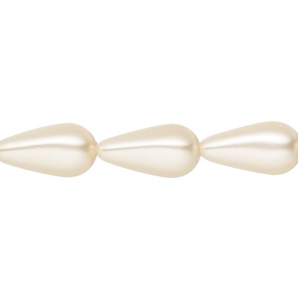 Pearl 50pk cream, Preciosa Czech crystal 15x8mm pear image number 0