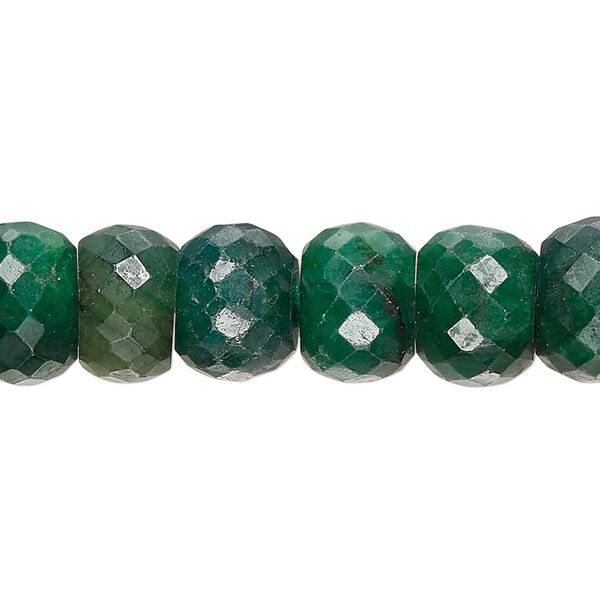 Emerald 1pkg1, hand-cut faceted rondelle bead 15 inch 12x8mm-15x10mm image number 0