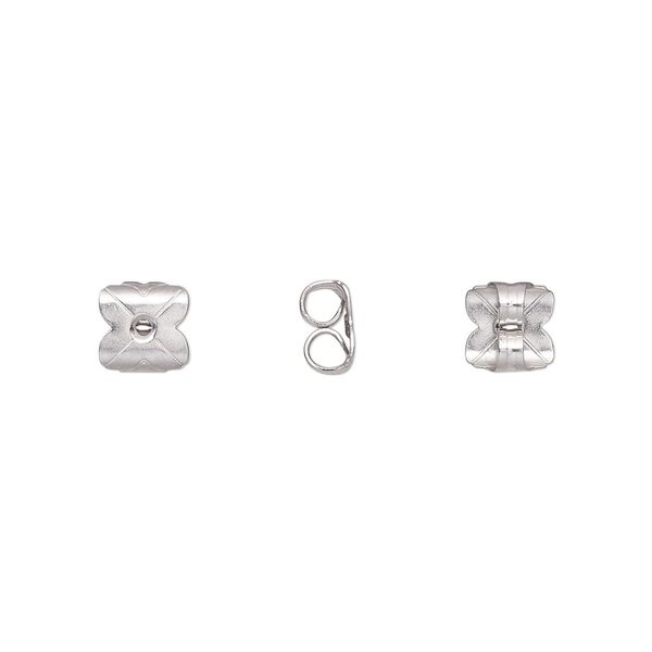 Earnut 1pkg20, 6x6mm clover, stainless steel 10 pair image number 0